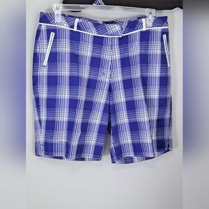 Lady Hagan Blue Plaid Women's Bermuda Shorts Size 16